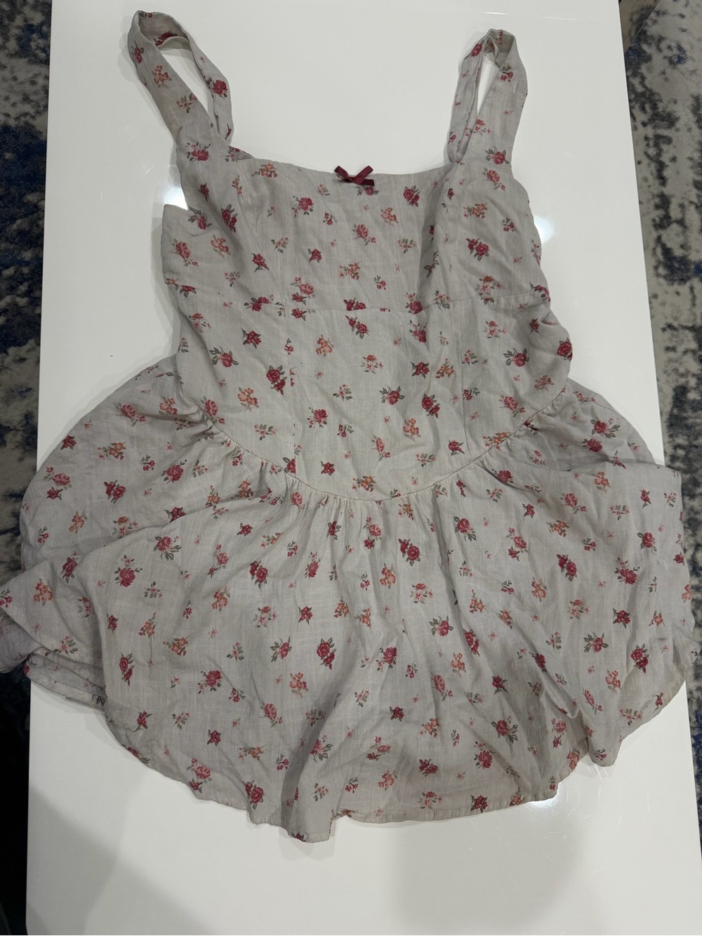 Altar'd State Cream Floral Romper with Red Flower Print